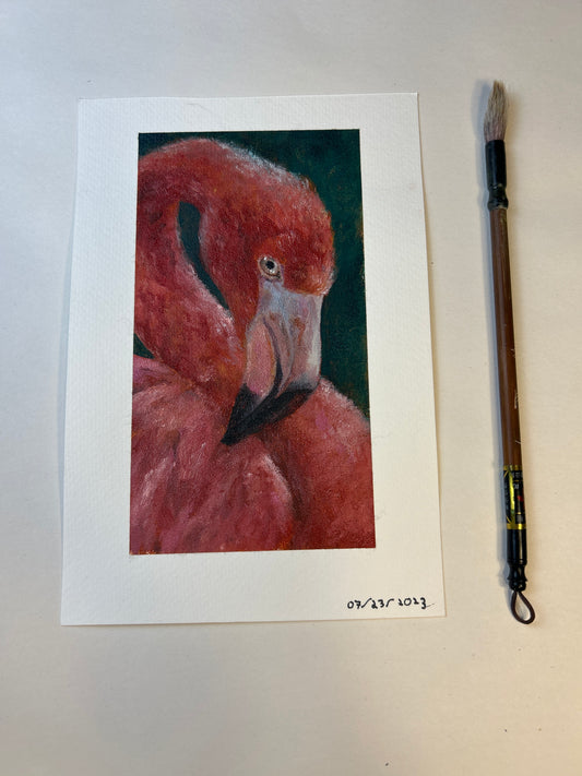 Flamingo – Original Oil on Paper