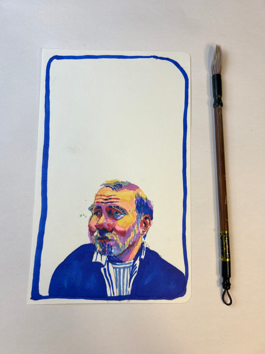 Blue Man – Original Sketchbook Drawing, Marker on Paper