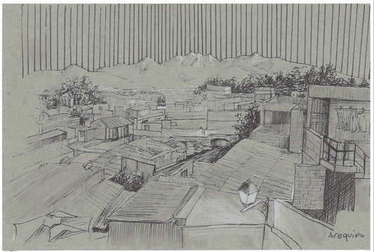 Arequipa / Nazca Terrace – Original Sketchbook Drawing, Pen on Paper