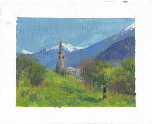 Aosta Valley, Italy – Original Oil on Canvas Paper